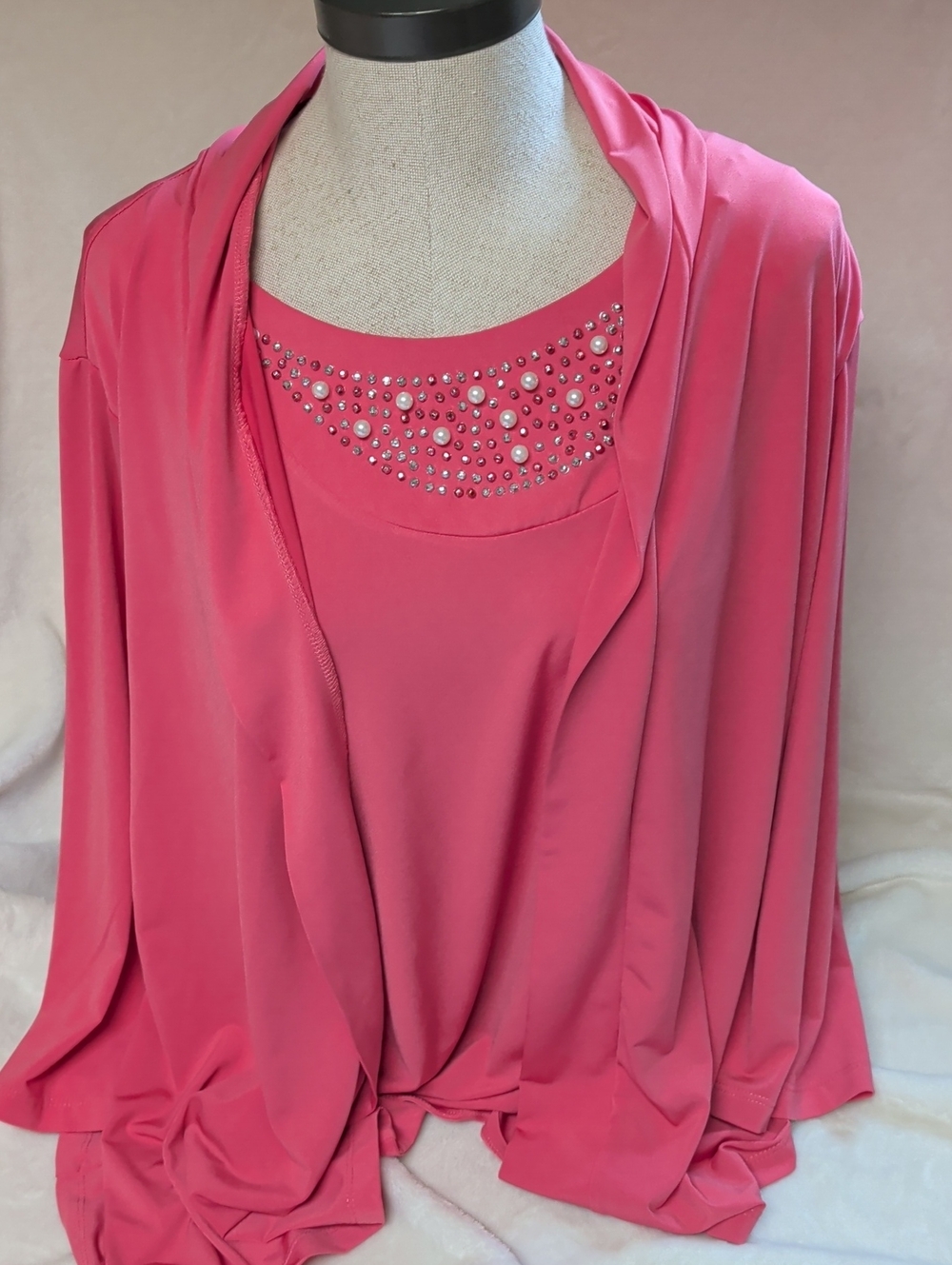 Koret Pink Jeweled Two-Piece Tunic Set